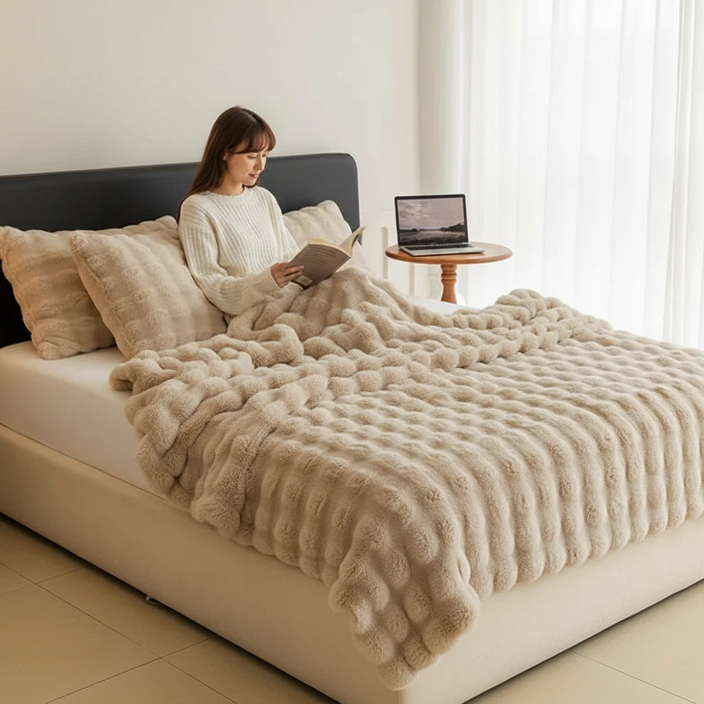 Blanket with Faux Fur Texture | Cozy Home Decor