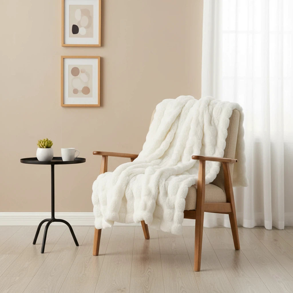 Blanket with Faux Fur Texture | Cozy Home Decor