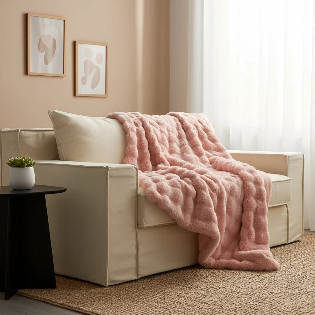 Blanket with Faux Fur Texture | Cozy Home Decor