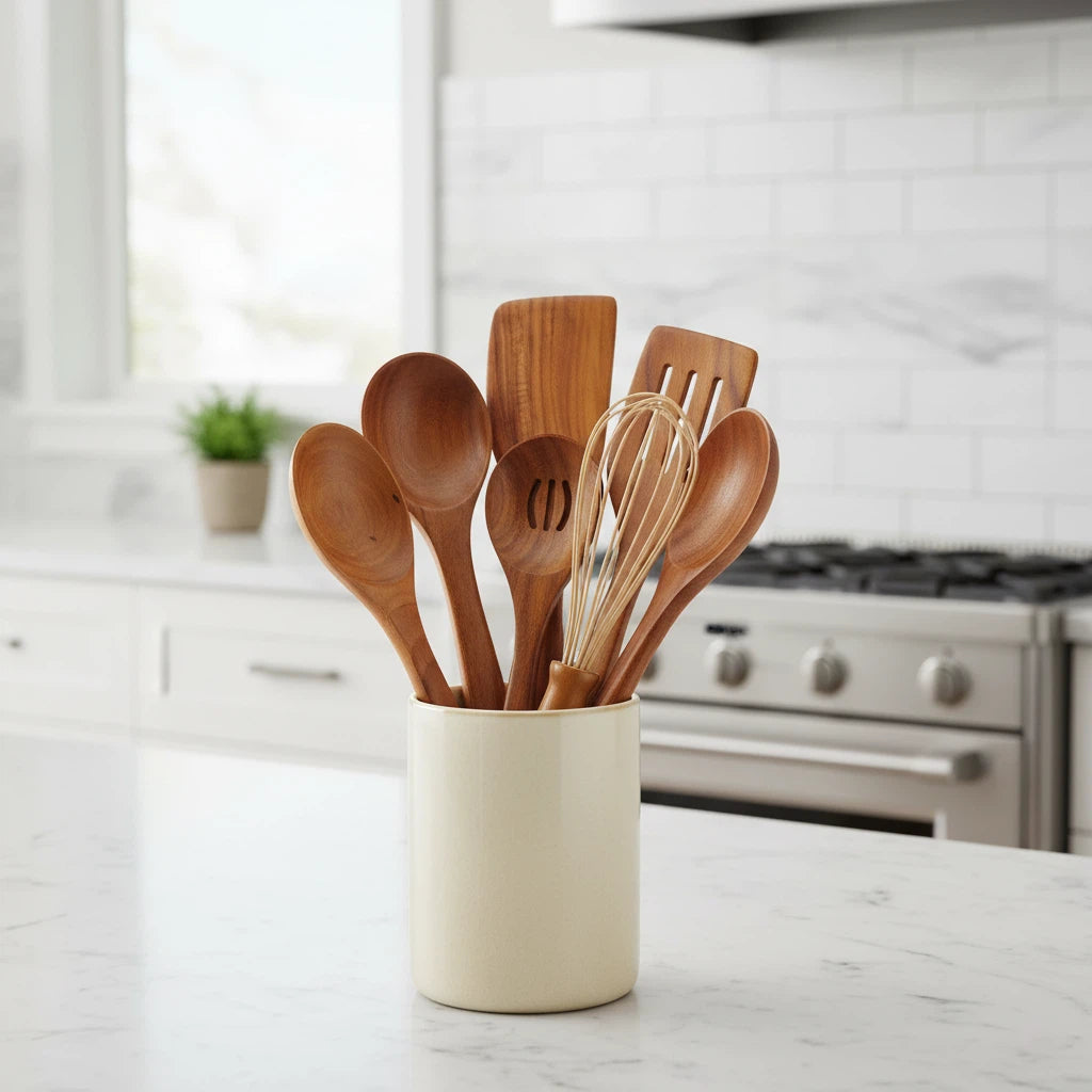 Cooking Utensils Set with Wooden Design | Kitchen Tools