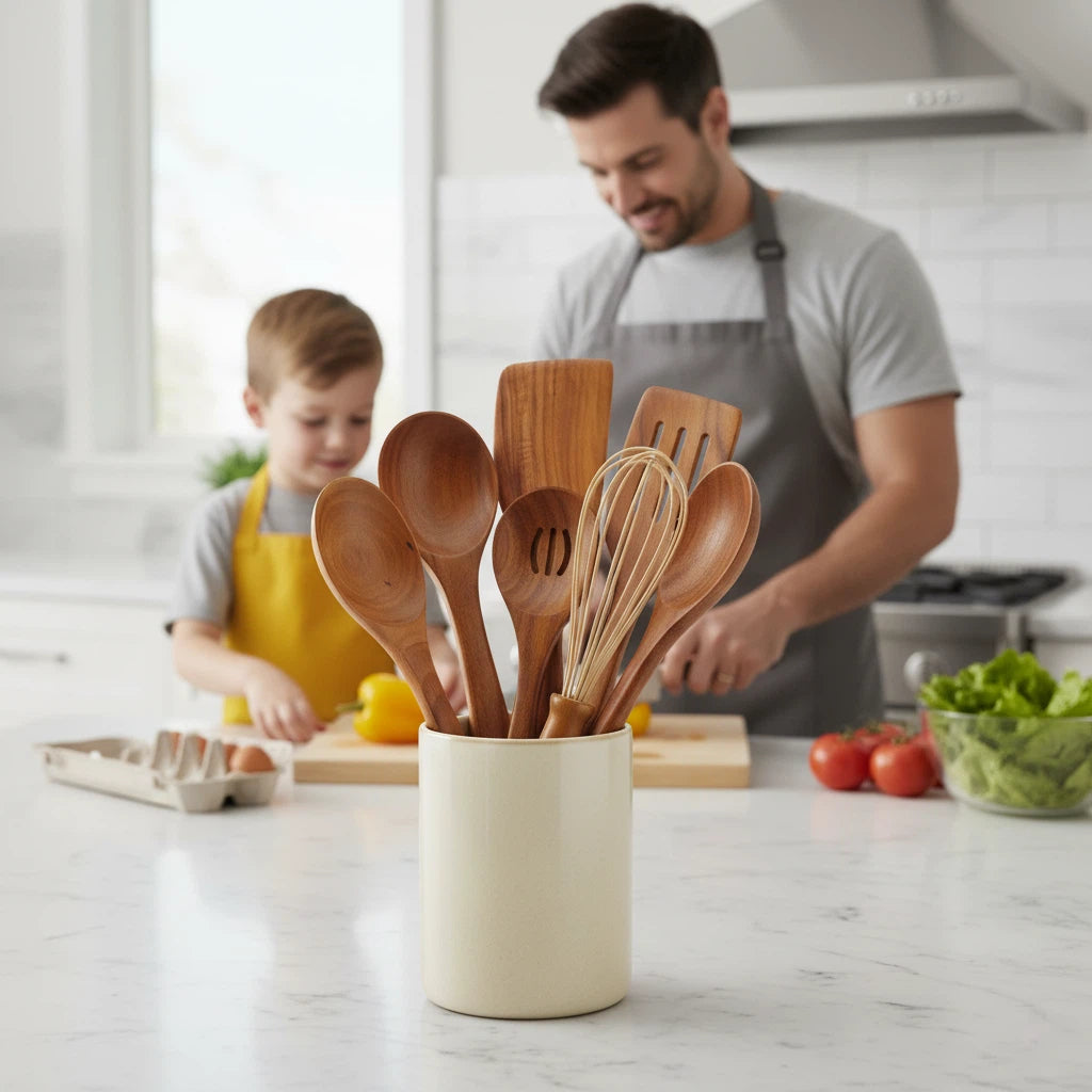 Cooking Utensils Set with Wooden Design | Kitchen Tools