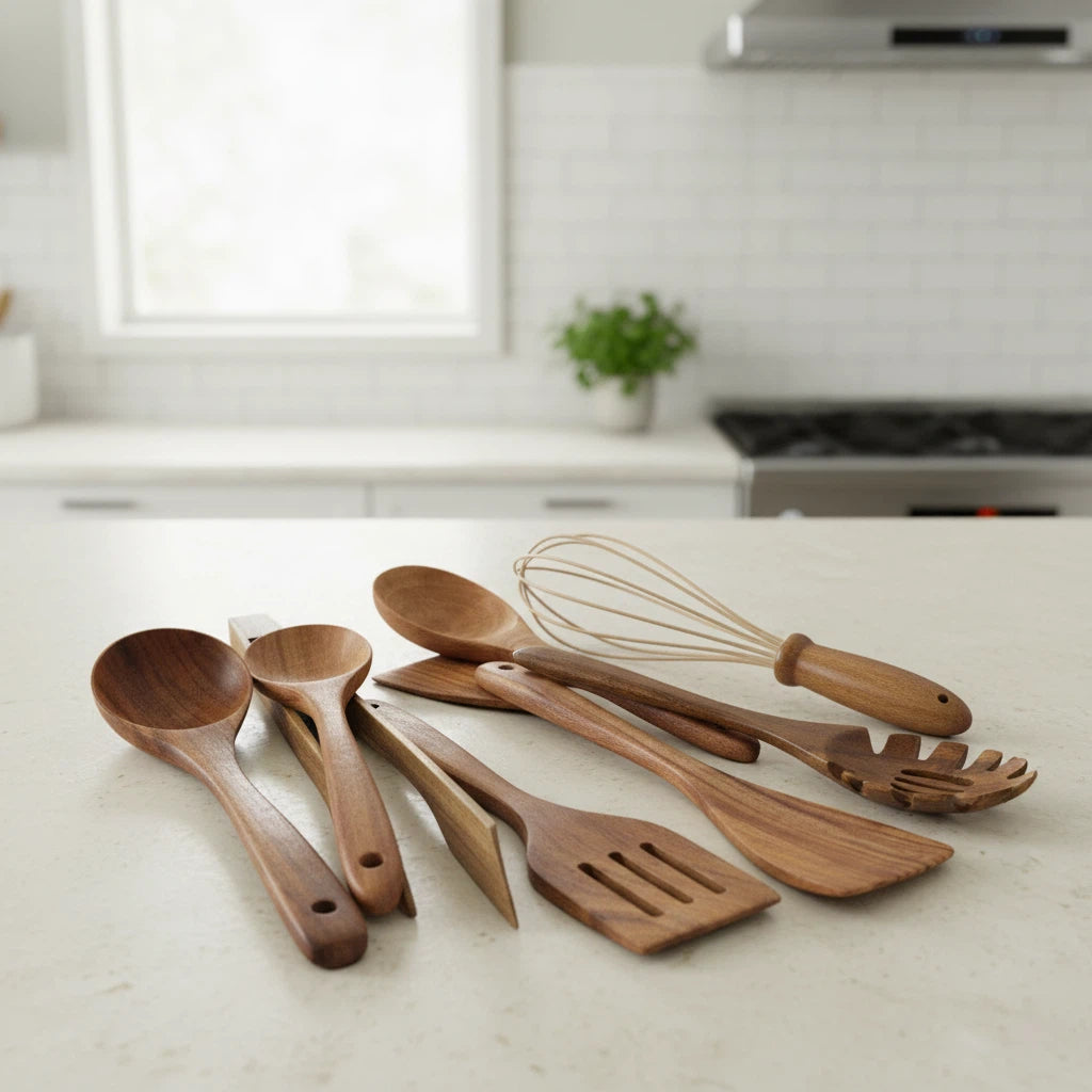 Cooking Utensils Set with Wooden Design | Kitchen Tools