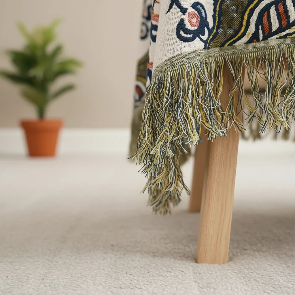 Floral Throw Blanket with Tassels | Bohemian Home Accent