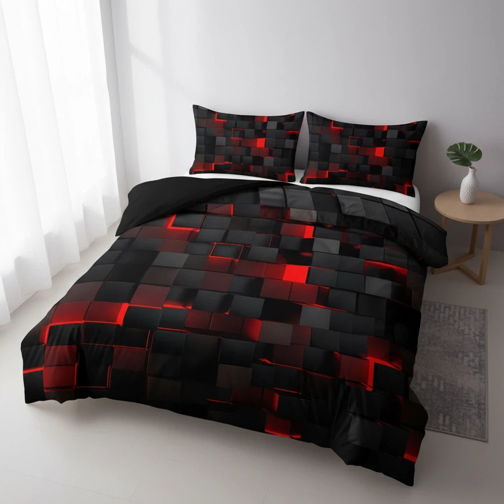 Quilt Cover Set Neon 3D Grid Print | Home Decor
