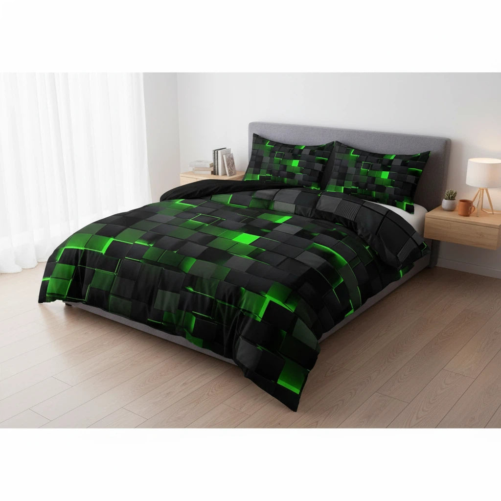 Quilt Cover Set Neon 3D Grid Print | Home Decor