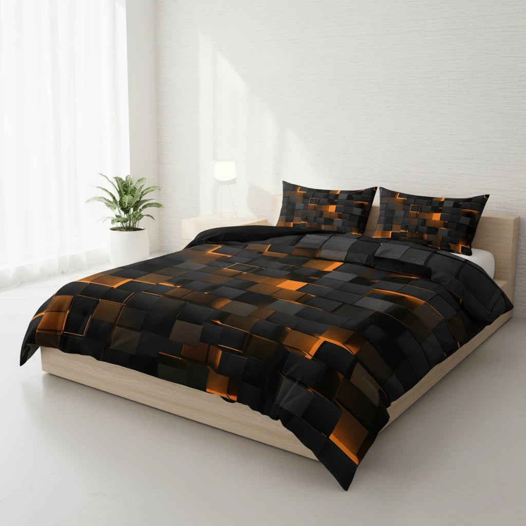 Quilt Cover Set Neon 3D Grid Print | Home Decor