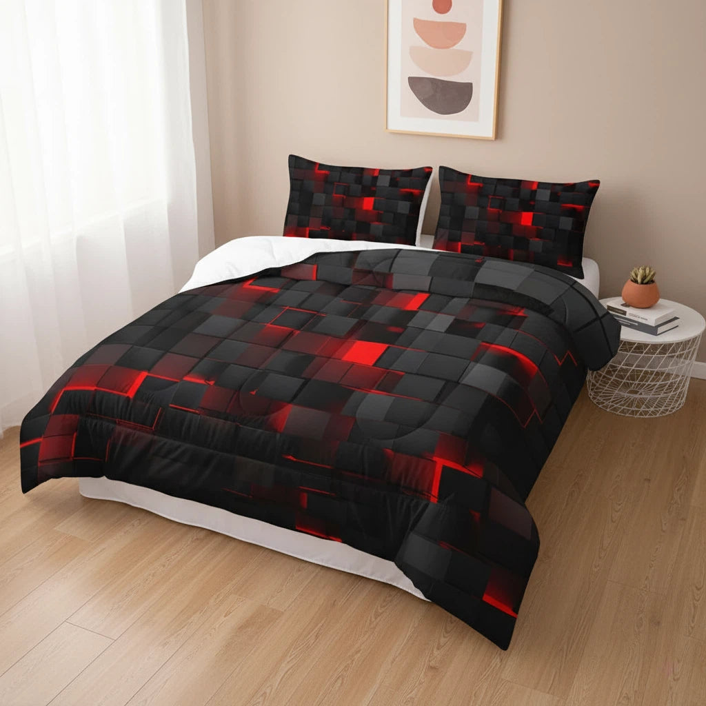 Quilt Cover Set Neon 3D Grid Print | Home Decor