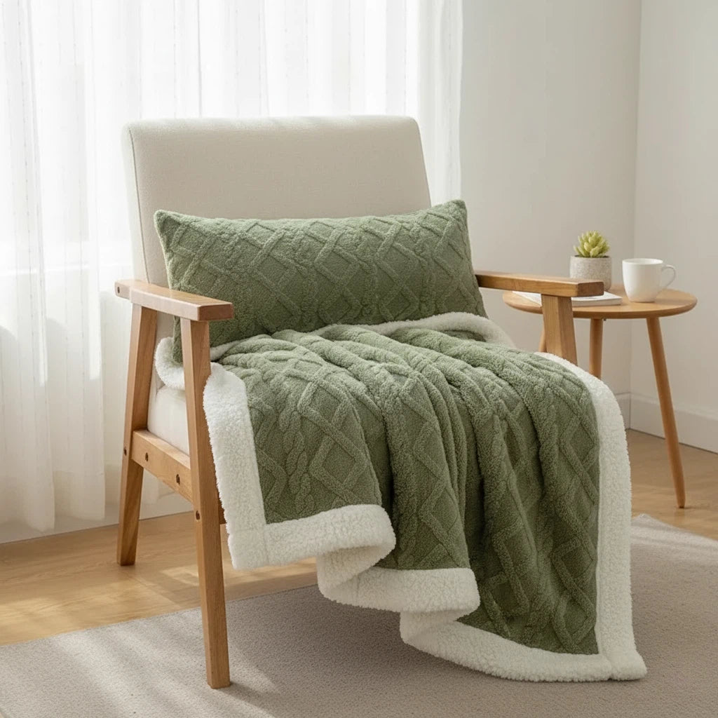 Reversible Throw Blanket with Sherpa Texture | Home Accent