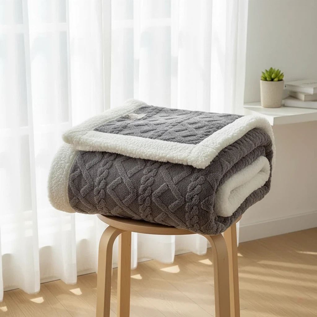 Reversible Throw Blanket with Sherpa Texture | Home Accent