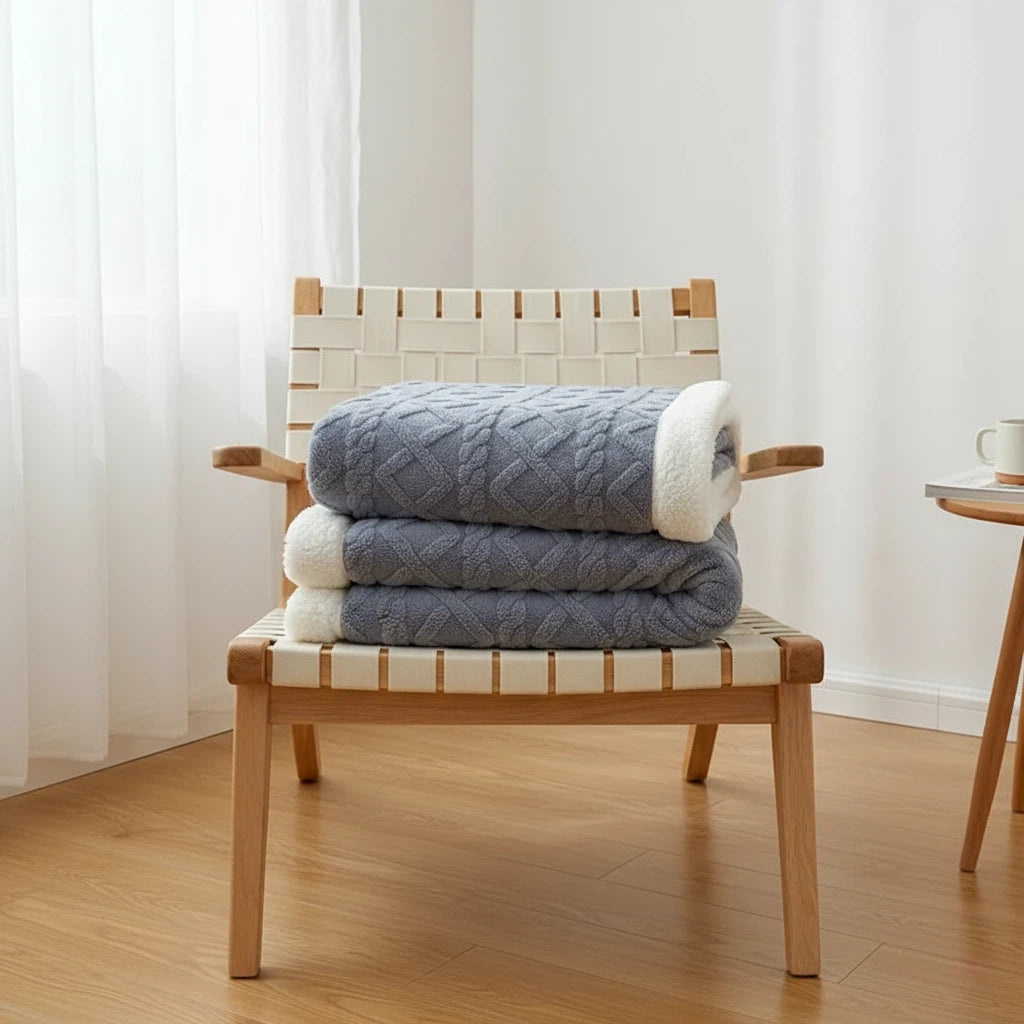 Reversible Throw Blanket with Sherpa Texture | Home Accent