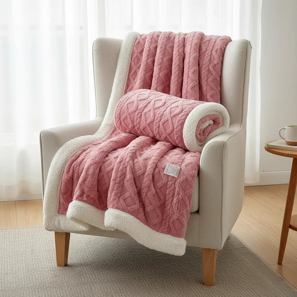 Reversible Throw Blanket with Sherpa Texture | Home Accent
