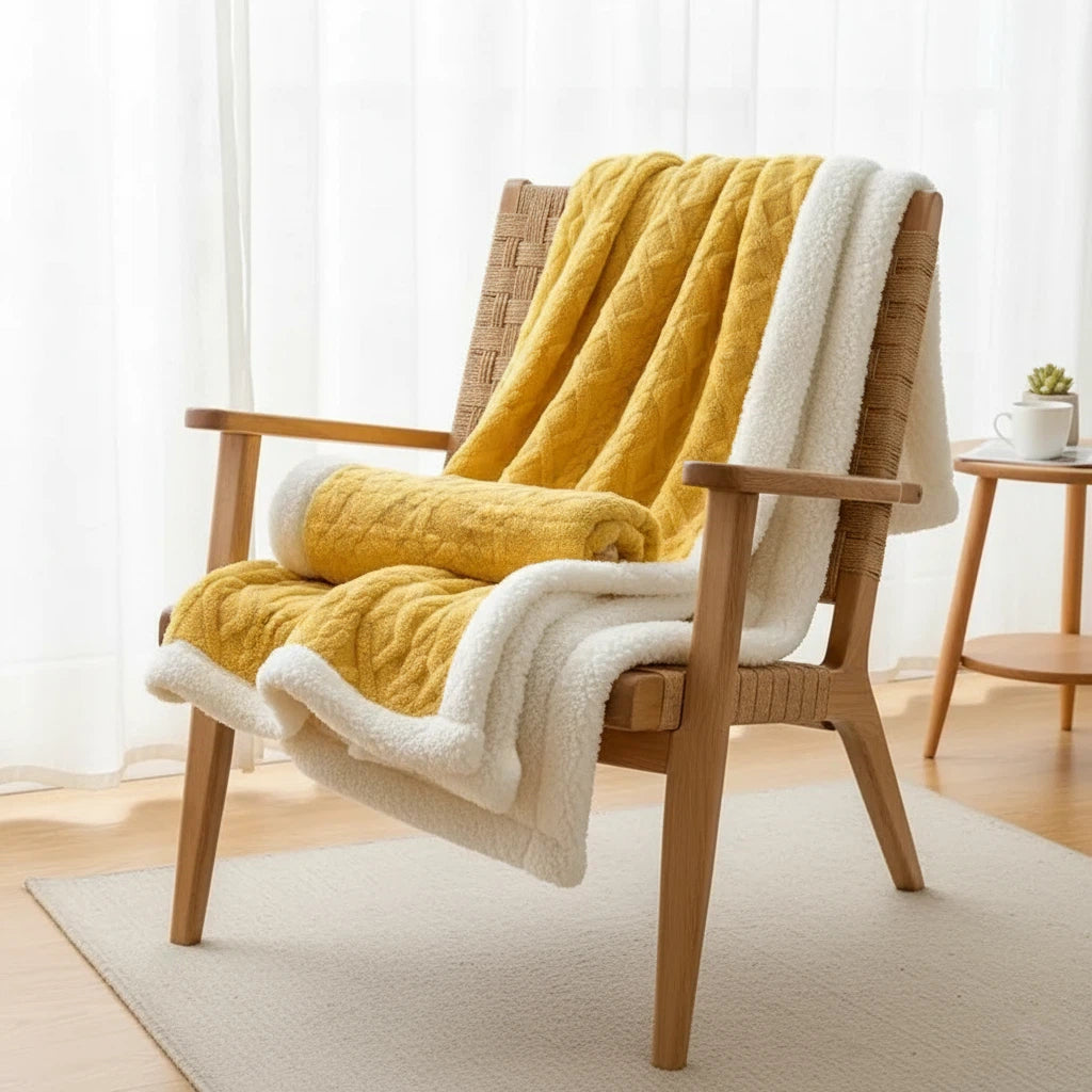 Reversible Throw Blanket with Sherpa Texture | Home Accent