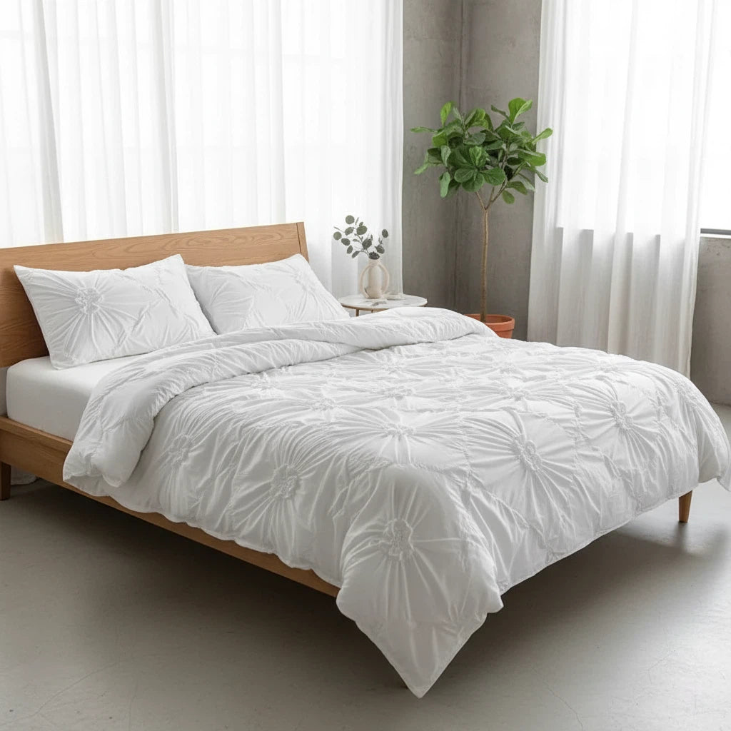 Ruffle Flower Quilt Cover Set with Pillowcases | Bedroom Decor