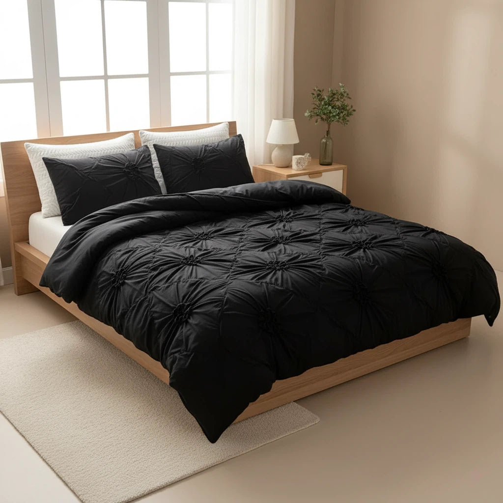 Ruffle Flower Quilt Cover Set with Pillowcases | Bedroom Decor