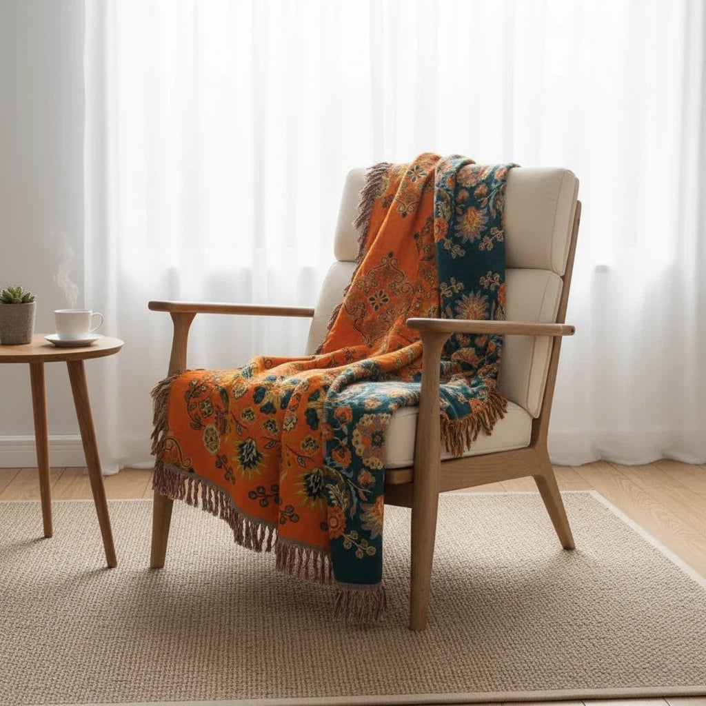 Throw Blanket Reversible Floral Pattern | Home Accent Use