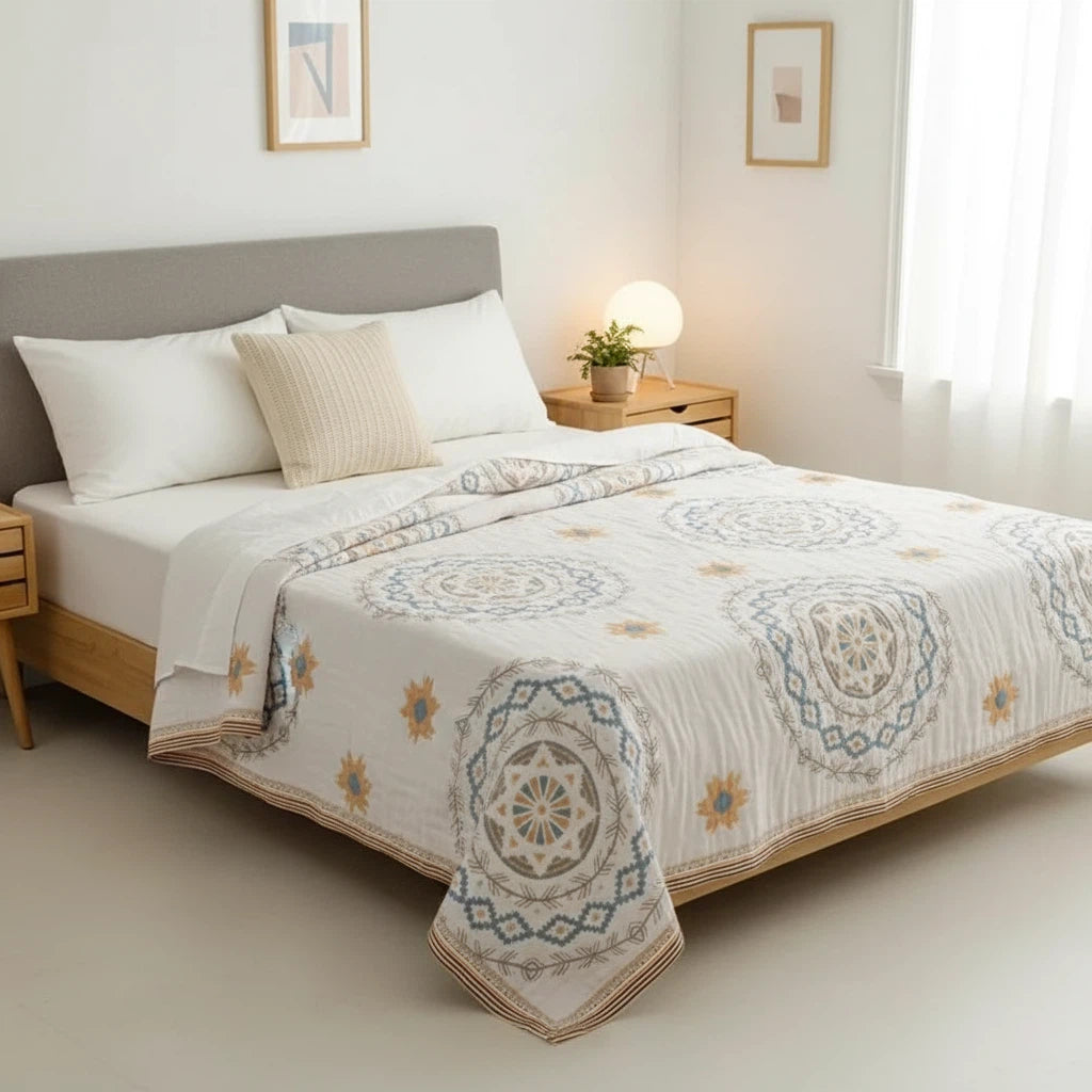 Throw Blanket with Mandala Pattern | Boho Home Decor