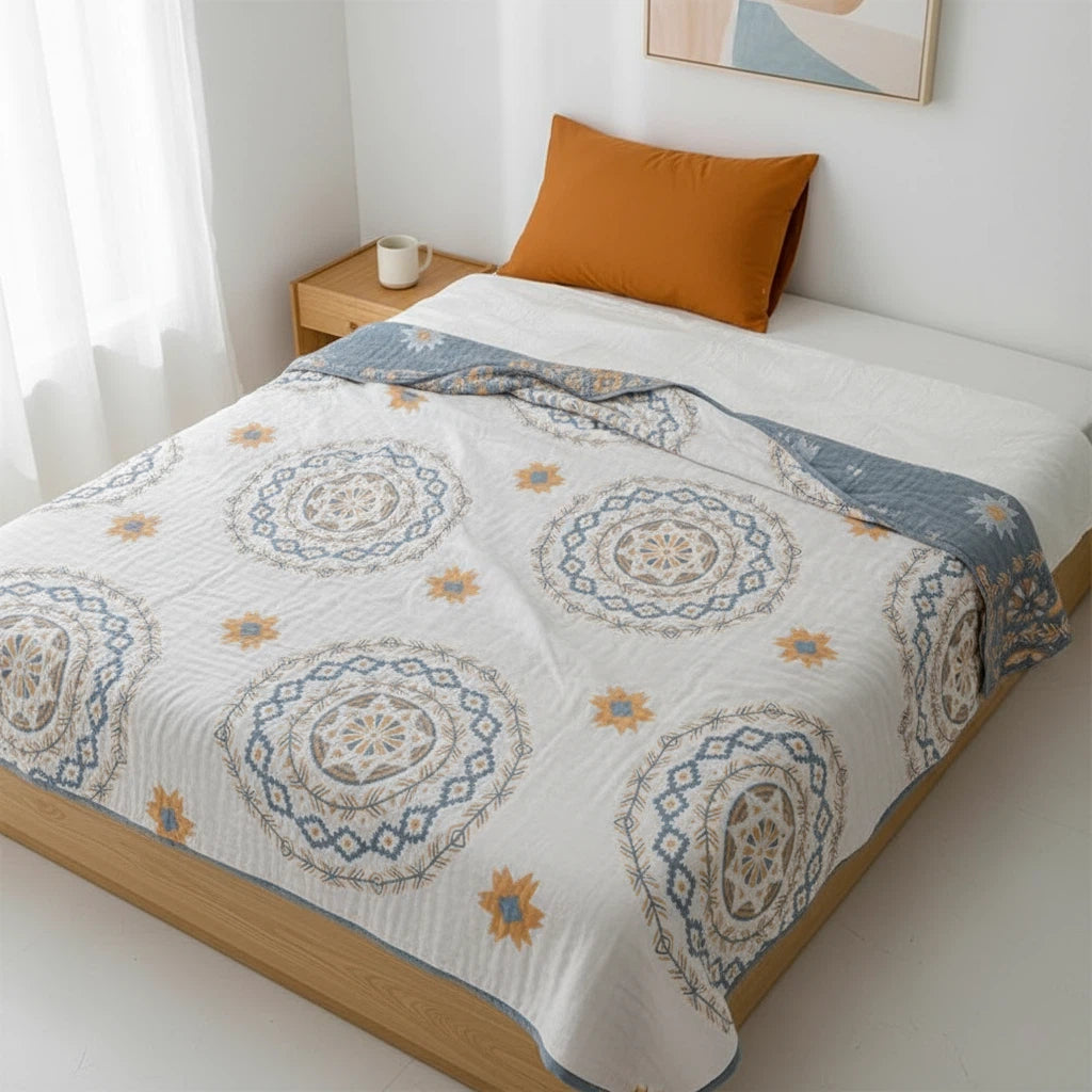 Throw Blanket with Mandala Pattern | Boho Home Decor