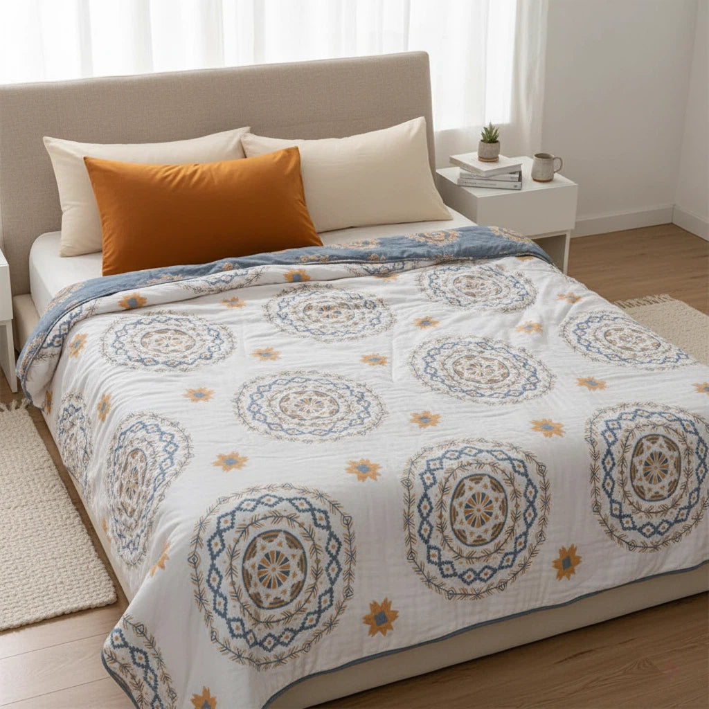 Throw Blanket with Mandala Pattern | Boho Home Decor