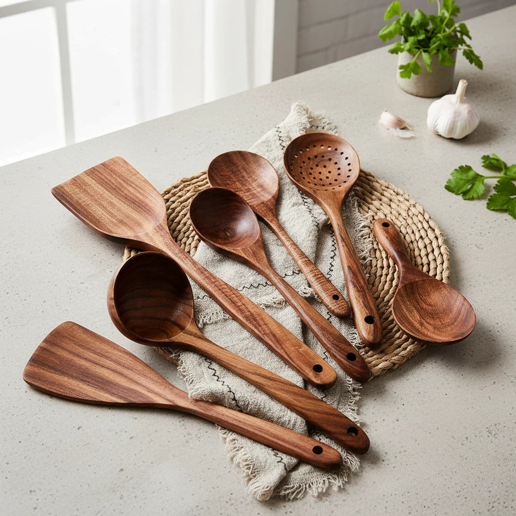 Utensil Set with Teak Wooden Design | Kitchen Tools